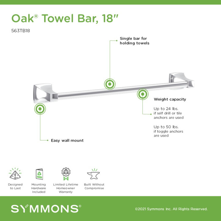 Polished Chrome 18 Inch Wall Mounted Towel Bar