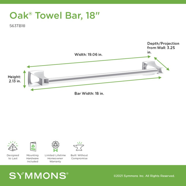 Polished Chrome 18 Inch Wall Mounted Towel Bar