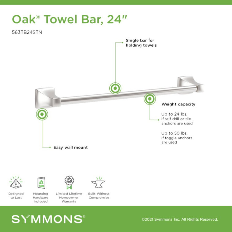 Satin Nickel 24" Wall Mounted Bathroom Towel Bar