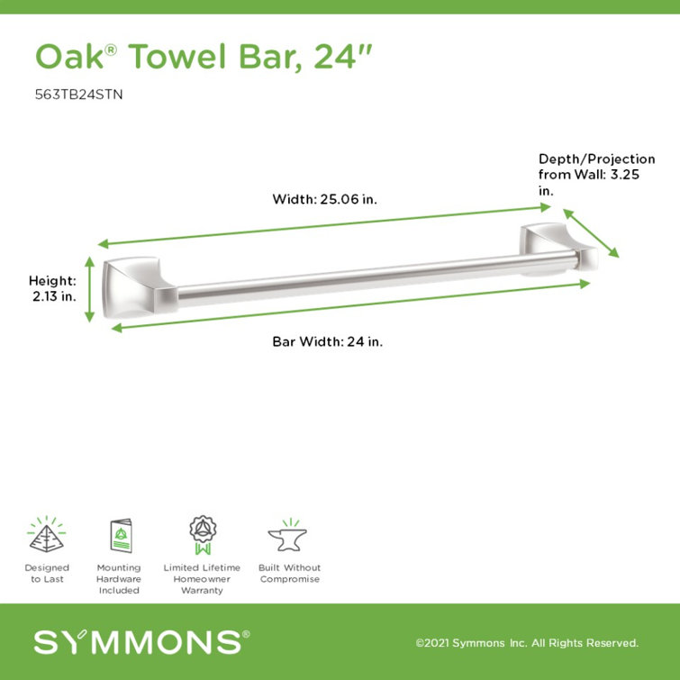 Satin Nickel 24" Wall Mounted Bathroom Towel Bar