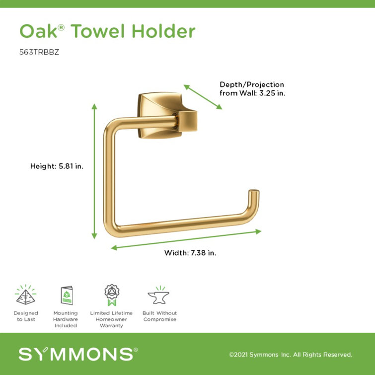 Oak Brushed Bronze Wall Mounted Bathroom Towel Ring