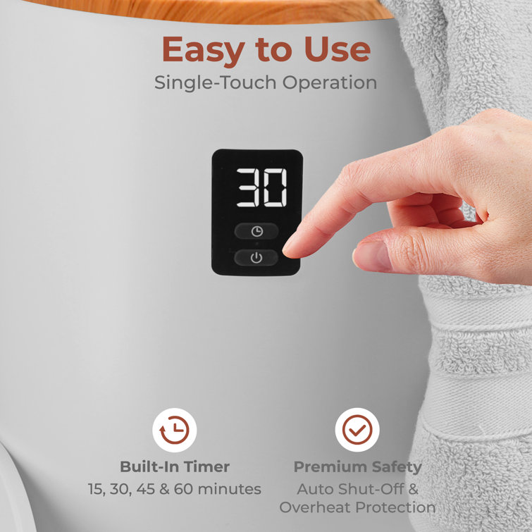 Gray and Bamboo Single Touch Towel and Blanket Warmer