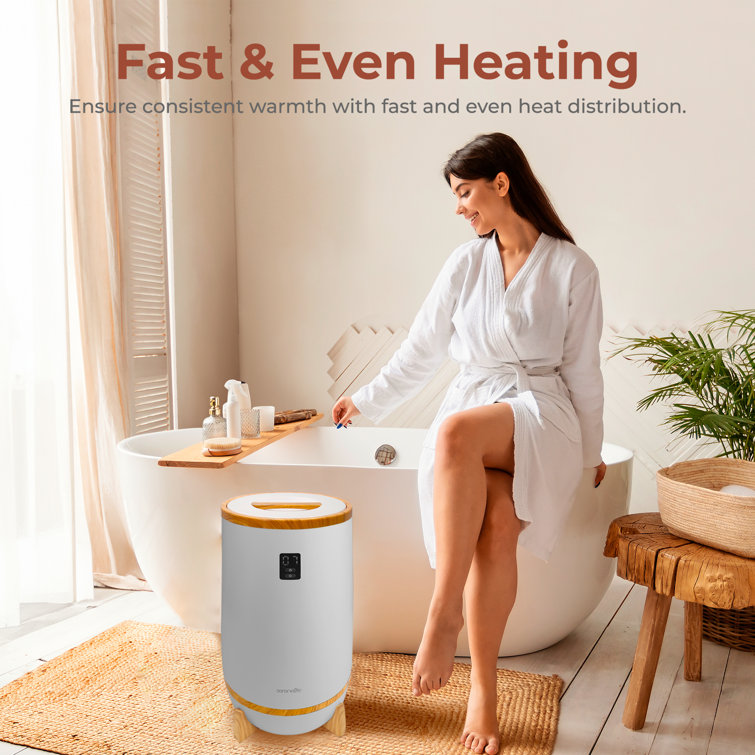 Gray and Bamboo Single Touch Towel and Blanket Warmer