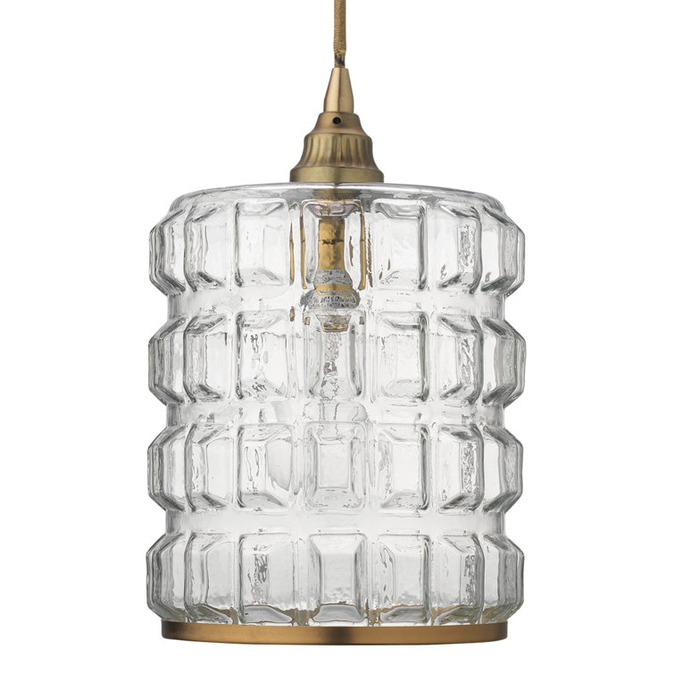 Mini Kenosha Antique Brass 1-Light Pendant with Clear Glass