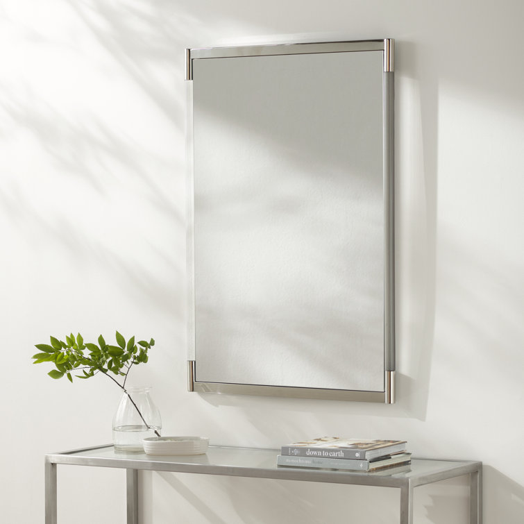 Kyle Rectangular Wood and Metallic Accents Wall Mirror