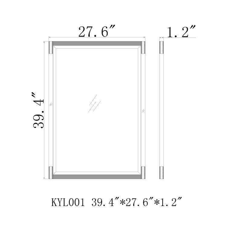 Kyle Rectangular Wood and Metallic Accents Wall Mirror