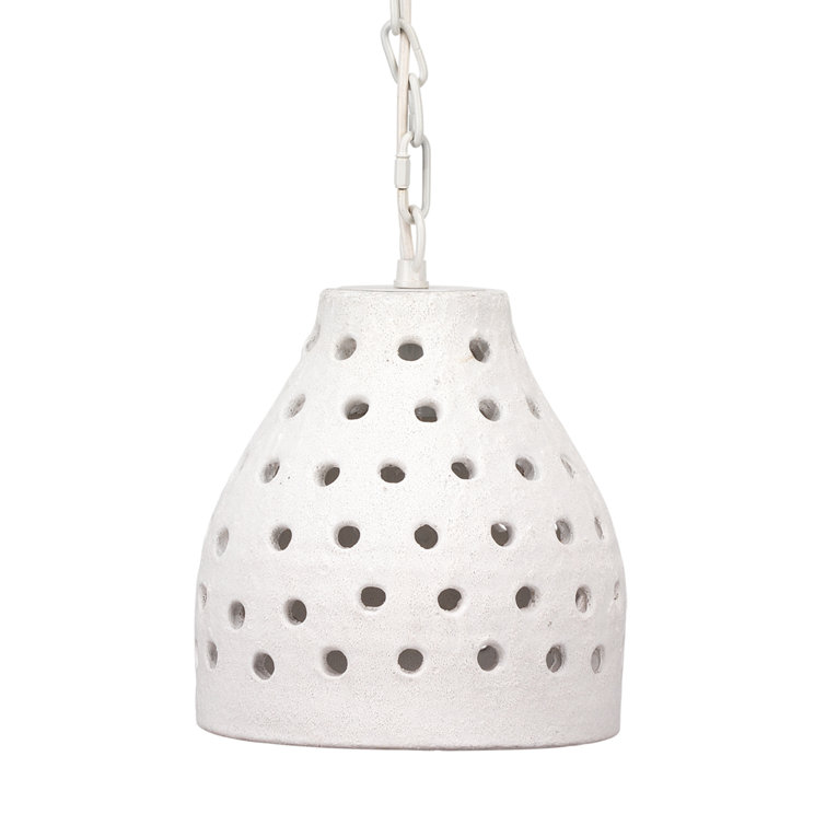 Coastal Charm Textured Matte White Ceramic Pendant Light