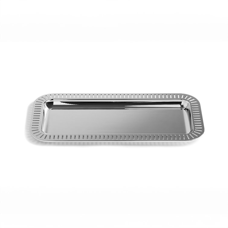 Small Silver Stainless Steel Rectangular Serving Tray