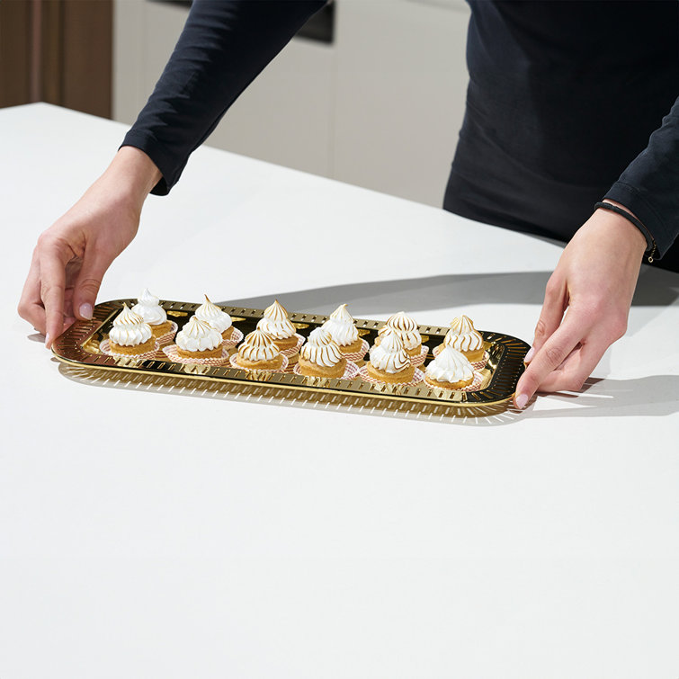 Small Gold Stainless Steel Rectangular Serving Tray