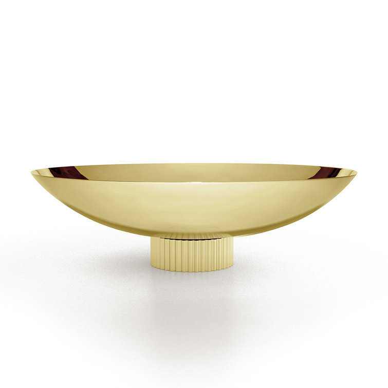 Gold Stainless Steel Round Fruit Bowl with Textured Base