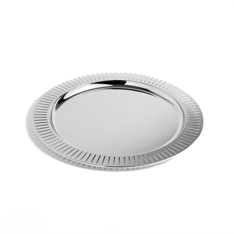 Anna New York Silver Striations Round Serving Tray