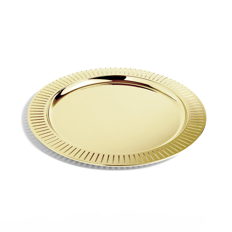 Gold Stainless Steel Round Serving Tray