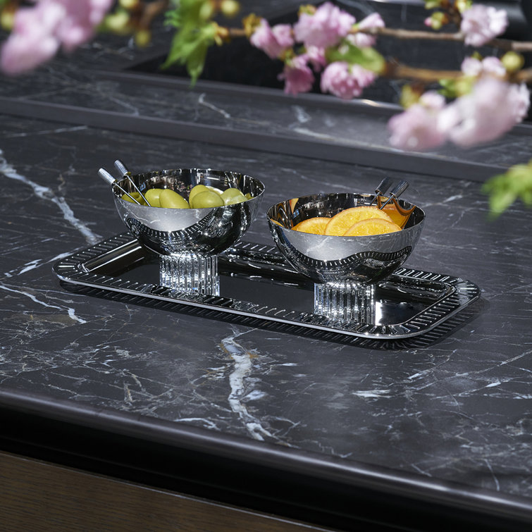 Small Silver Stainless Steel Rectangular Serving Tray