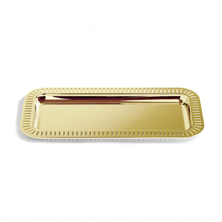 Small Gold Stainless Steel Rectangular Serving Tray