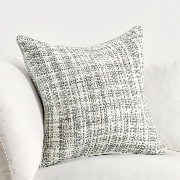 Beige and Ivory Handwoven Linen Throw Pillow