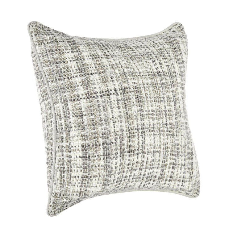 Beige and Ivory Handwoven Linen Throw Pillow