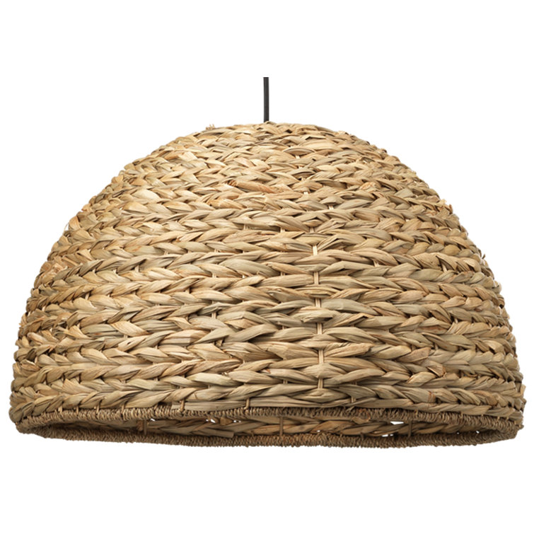 Coastal Braided Seagrass Dome Pendant Light in Natural Finish
