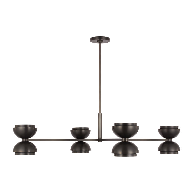 Dark Bronze 4-Light LED Chandelier with Metal Shades