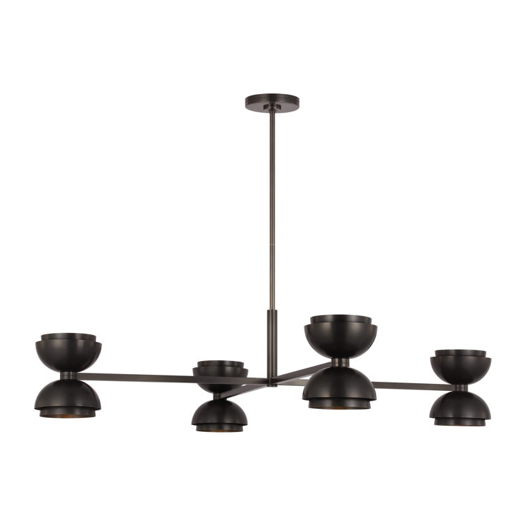 Dark Bronze 4-Light LED Chandelier with Metal Shades