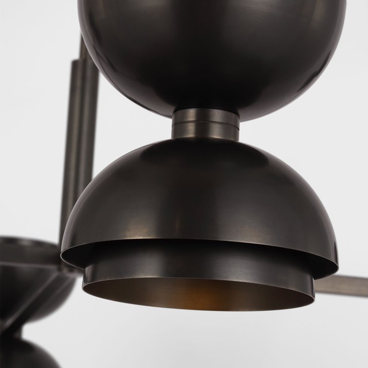 Dark Bronze 4-Light LED Chandelier with Metal Shades