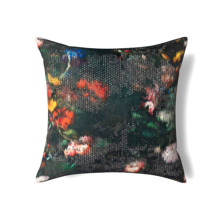 Ann Gish Ibiza Watercolor Jacquard 24" Square Throw Pillow in Black