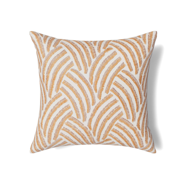 Trevi Gold and Silver Embroidered Linen Throw Pillow 24" x 24"