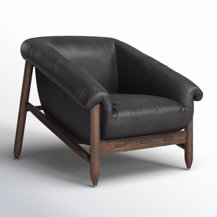 Heirloom Black Genuine Leather Handcrafted Armchair