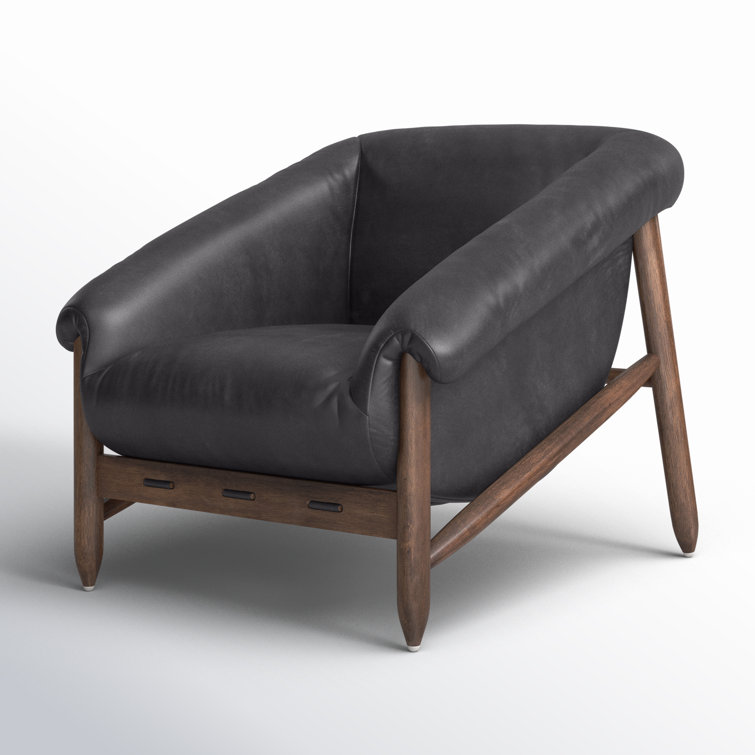 Heirloom Black Genuine Leather Handcrafted Armchair