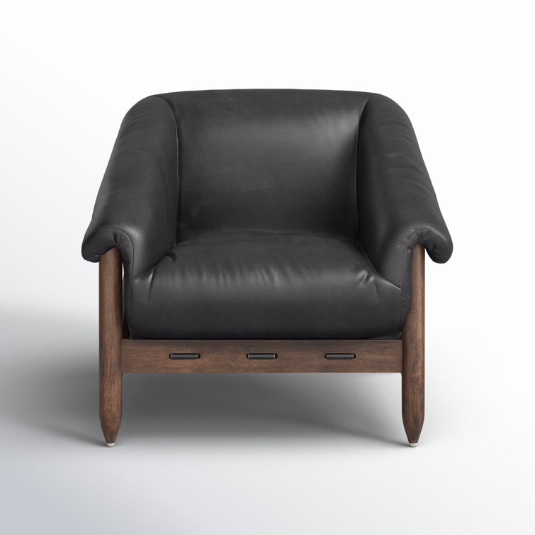 Heirloom Black Genuine Leather Armchair with Almond Legs