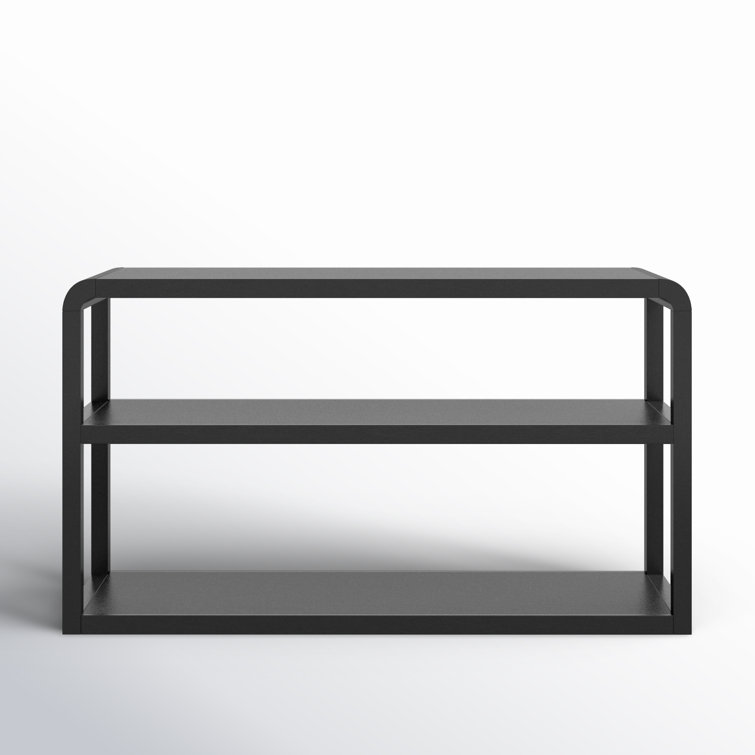 Modern Elegance Black Solid Wood 3-Tier Console Table with Storage