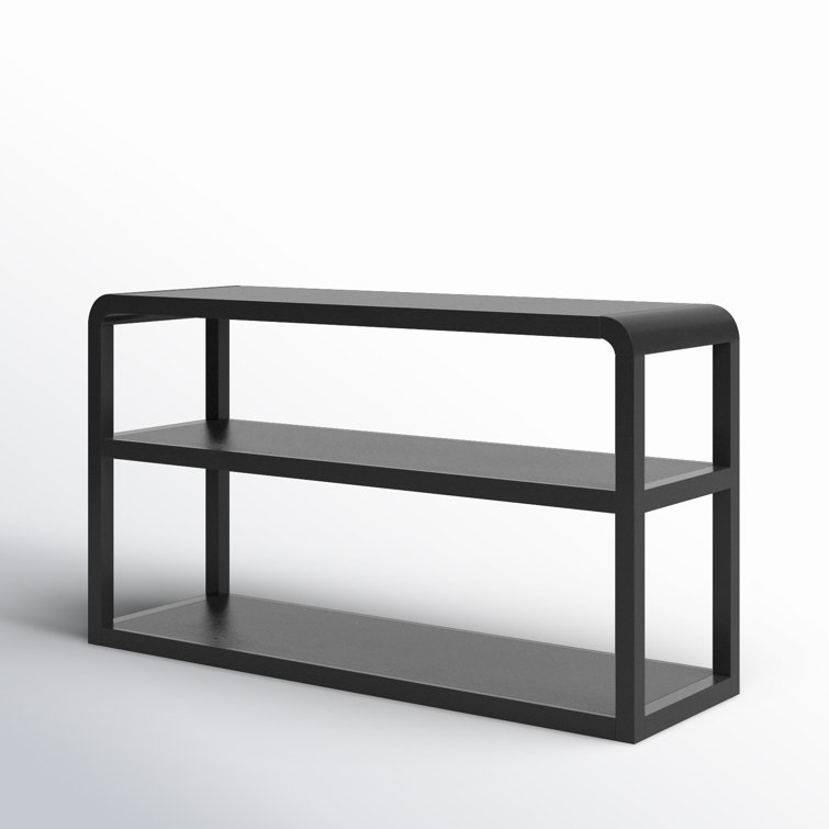 Modern Elegance Black Solid Wood 3-Tier Console Table with Storage