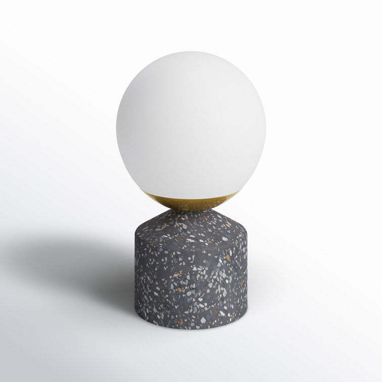 White Globe Glass Shade Cement Table Lamp