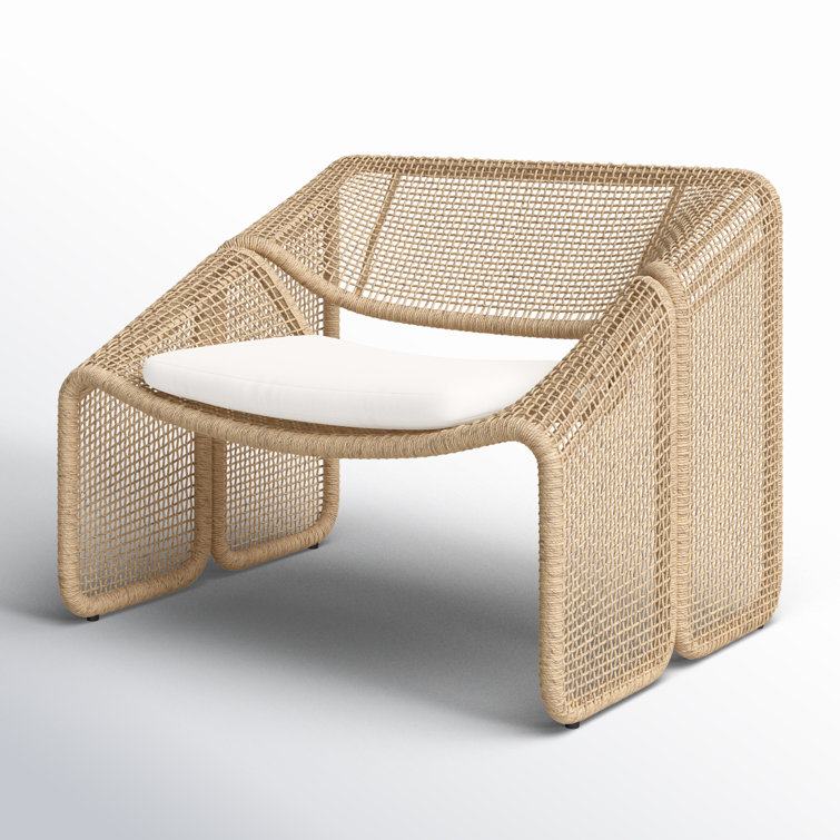 Selma Contemporary Brown & White Outdoor Chair with Cushions
