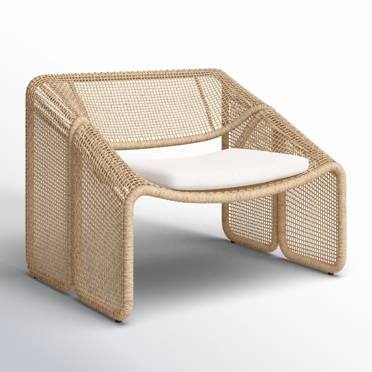 Selma Contemporary Brown & White Outdoor Chair with Cushions