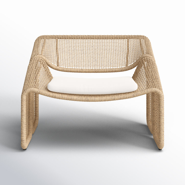 Selma Contemporary Brown & White Outdoor Chair with Cushions