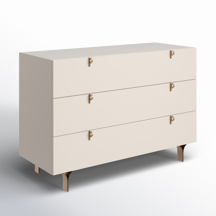 Celine Transitional 3-Drawer White Dresser