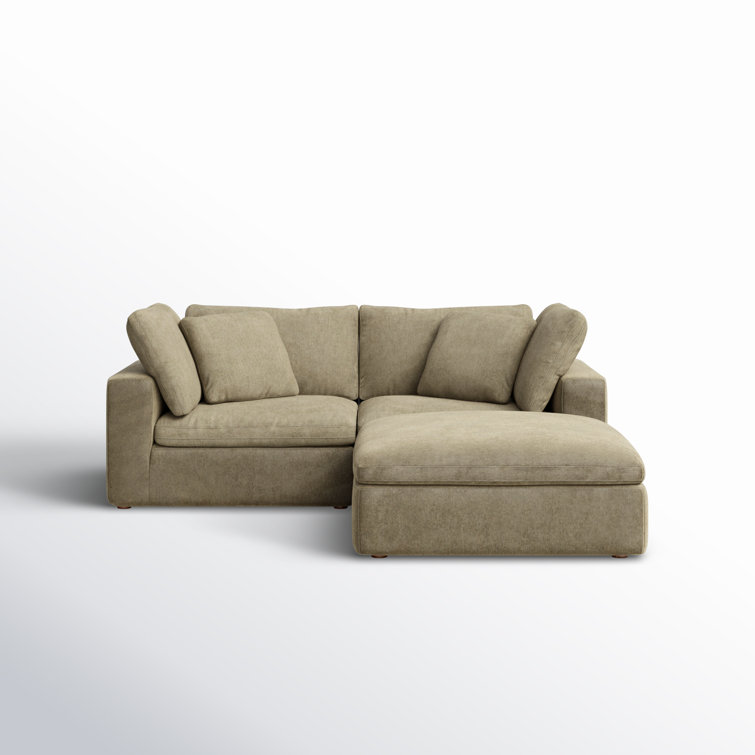 Desert Sage Velvet Modular Sectional with Solid Wood Frame
