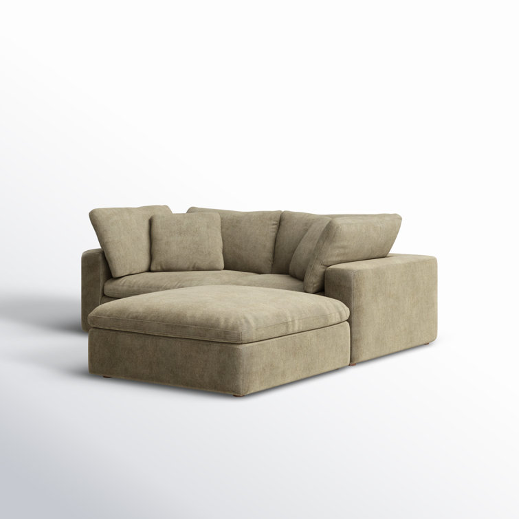 Desert Sage Velvet Modular Sectional with Solid Wood Frame