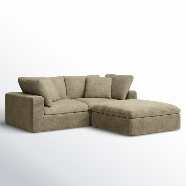 Desert Sage Velvet Modular Sectional with Solid Wood Frame