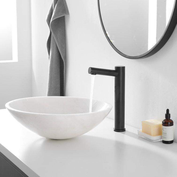 Matte Black Touchless Vessel Sink Faucet with Pop Up Drain