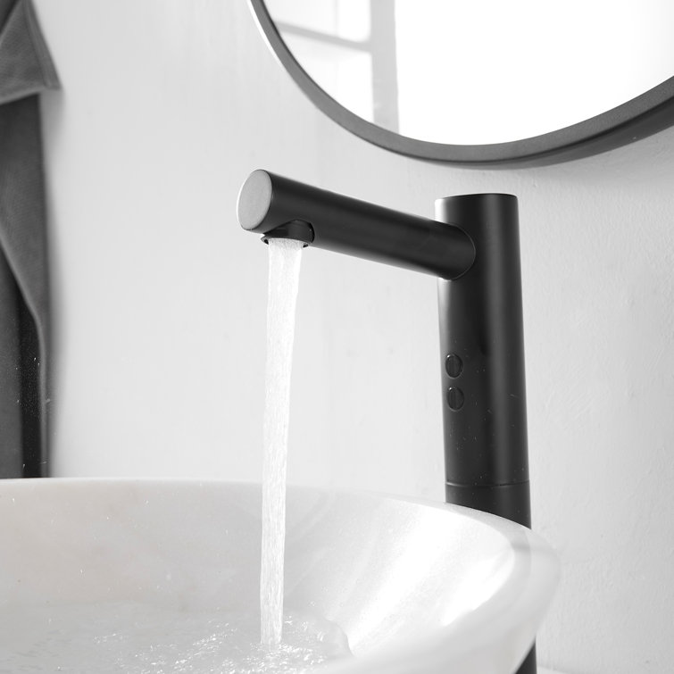 Matte Black Touchless Vessel Sink Faucet with Pop Up Drain