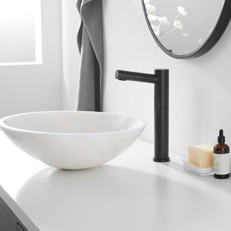 Matte Black Touchless Vessel Sink Faucet with Pop Up Drain