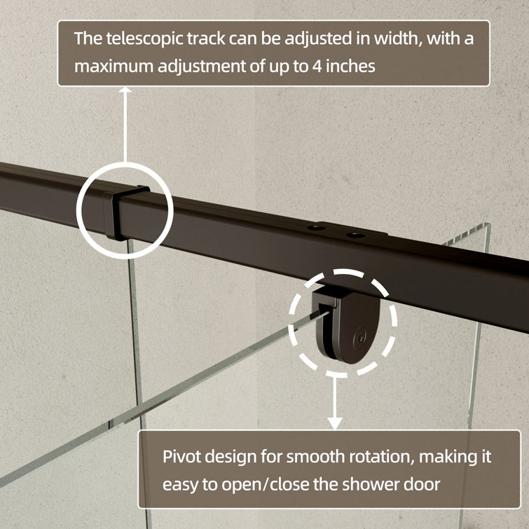 Matte Black 44-48" W x 71" H Pivot Swing Glass Shower Door