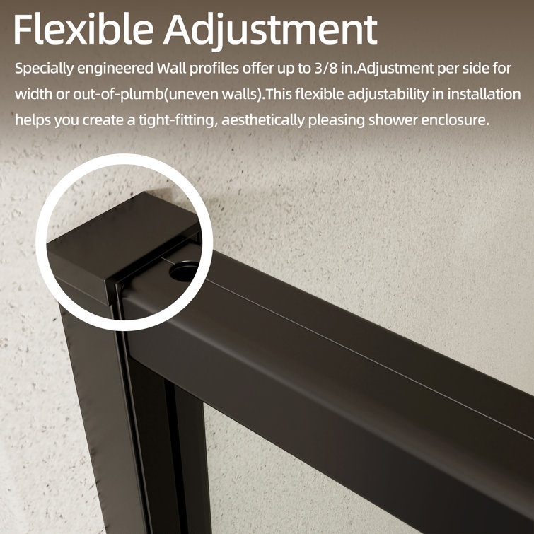 Matte Black 44-48" W x 71" H Pivot Swing Glass Shower Door