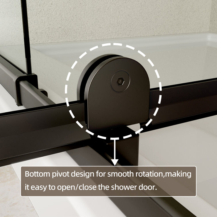 Matte Black 44-48" W x 71" H Pivot Swing Glass Shower Door