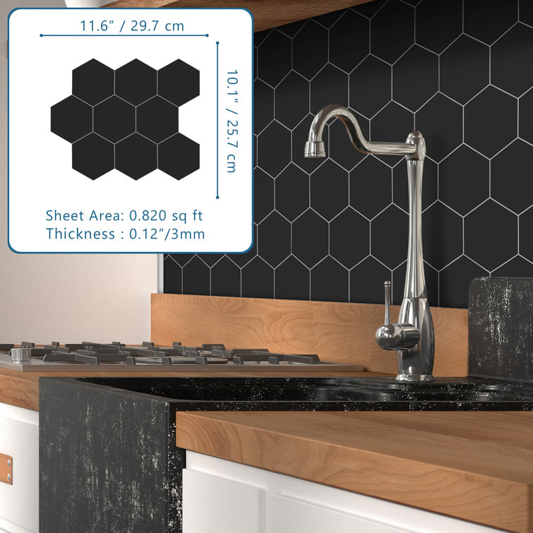 Noir Hexagon Composite Peel and Stick Wall Mural
