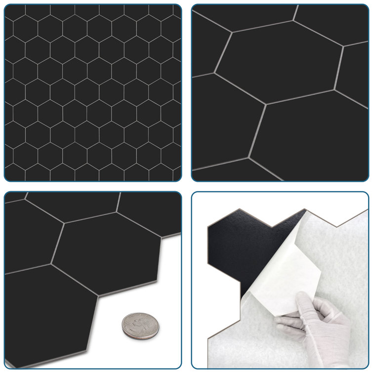 Noir Hexagon Composite Peel and Stick Wall Mural