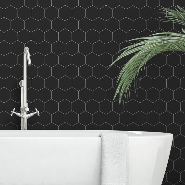 Noir Hexagon Composite Peel and Stick Wall Mural