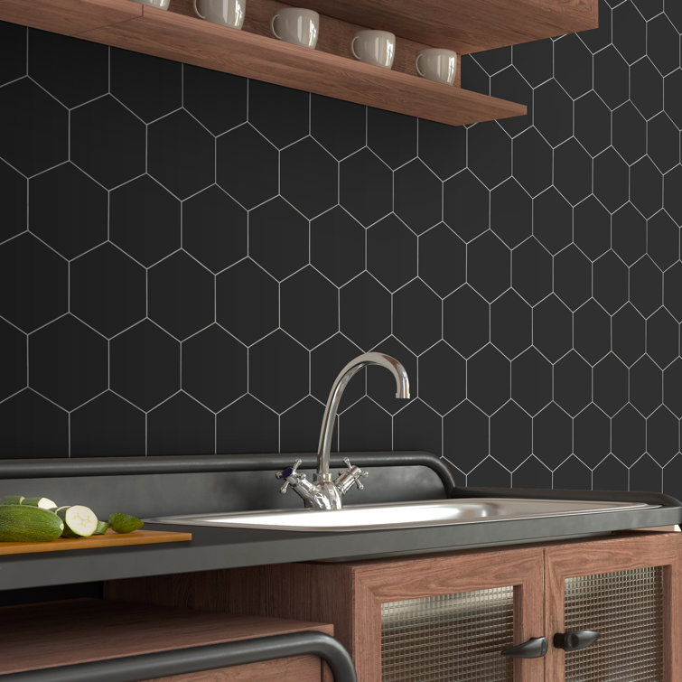 Noir Hexagon Composite Peel and Stick Wall Mural