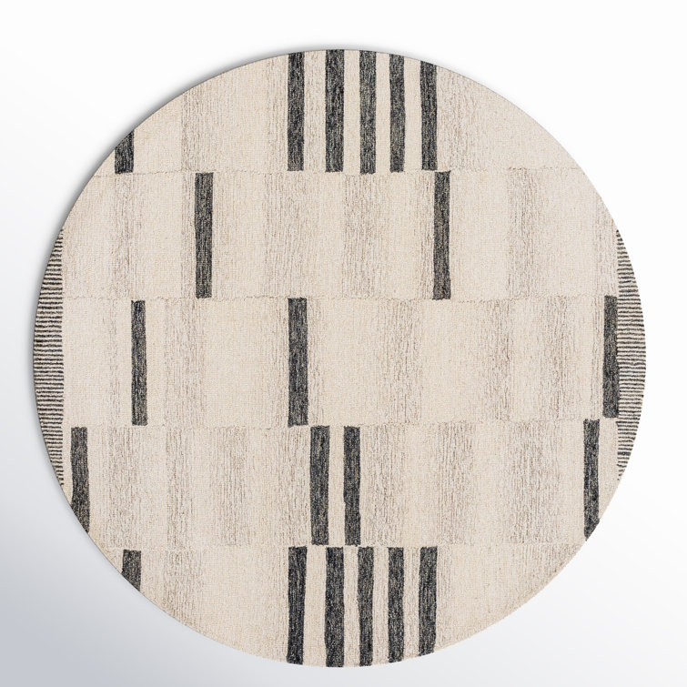Elegant Hand-Tufted Black Wool Round 8' Rug